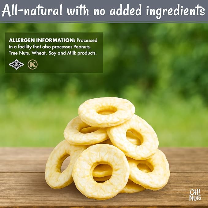 Oh! Nuts Dried Apple Rings - Apple Slices - 26 oz - Dried Apples - No Sugar Added - Dehydrated Fruit Bites