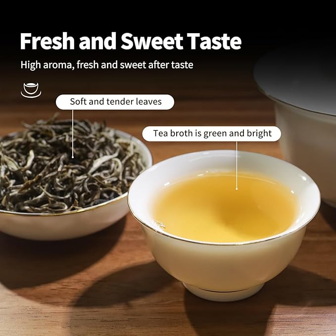 KHS Green Tea Loose Leaf, 7.06 Oz Organic Green Tea Leaves Fresh & Elegant Flavor Natural USDA Organic Loose Green Leaf Tea for Hot or Iced Tea Beverages -200g