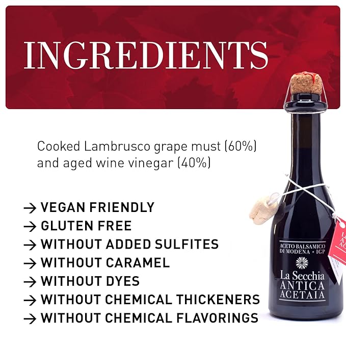 La Secchia Balsamic Vinegar of Modena PGI "One Star", Aged in Oak, Low Density, 250 ml Bottle with Cork Pourer