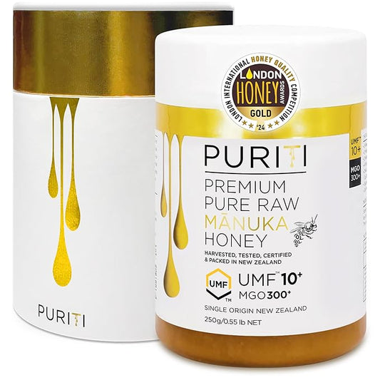 PURITI Manuka Honey MGO 300+ / UMF 10+ | 100% Pure Genuine Raw Manuka Honey | 8.8 Oz / 250g | Harvested, Tested, Certified and Packed in New Zealand