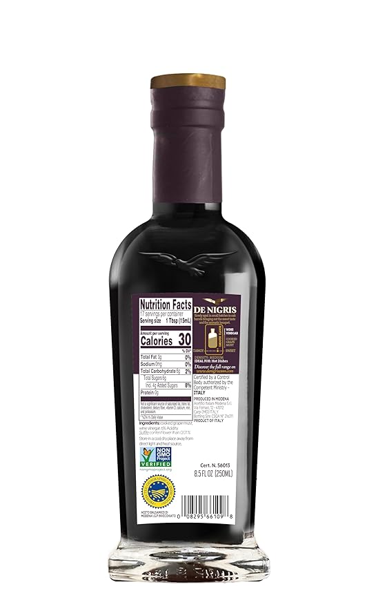 De Nigris Balsamic Vinegar Of Modena 8,5 Oz (250ml) | Balsamic Vinegar From Modena Italy Aged For 3 Years In Antique Wooden Casks