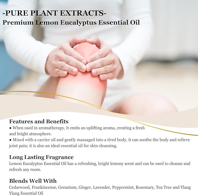 Lemon Eucalyptus Essential Oil Pure Lemon Eucalyptus Oil, Large Capacity Essential Oil with Glass Dropper for Diffuser, Candle Making - 118ml / 4 Fl.Oz