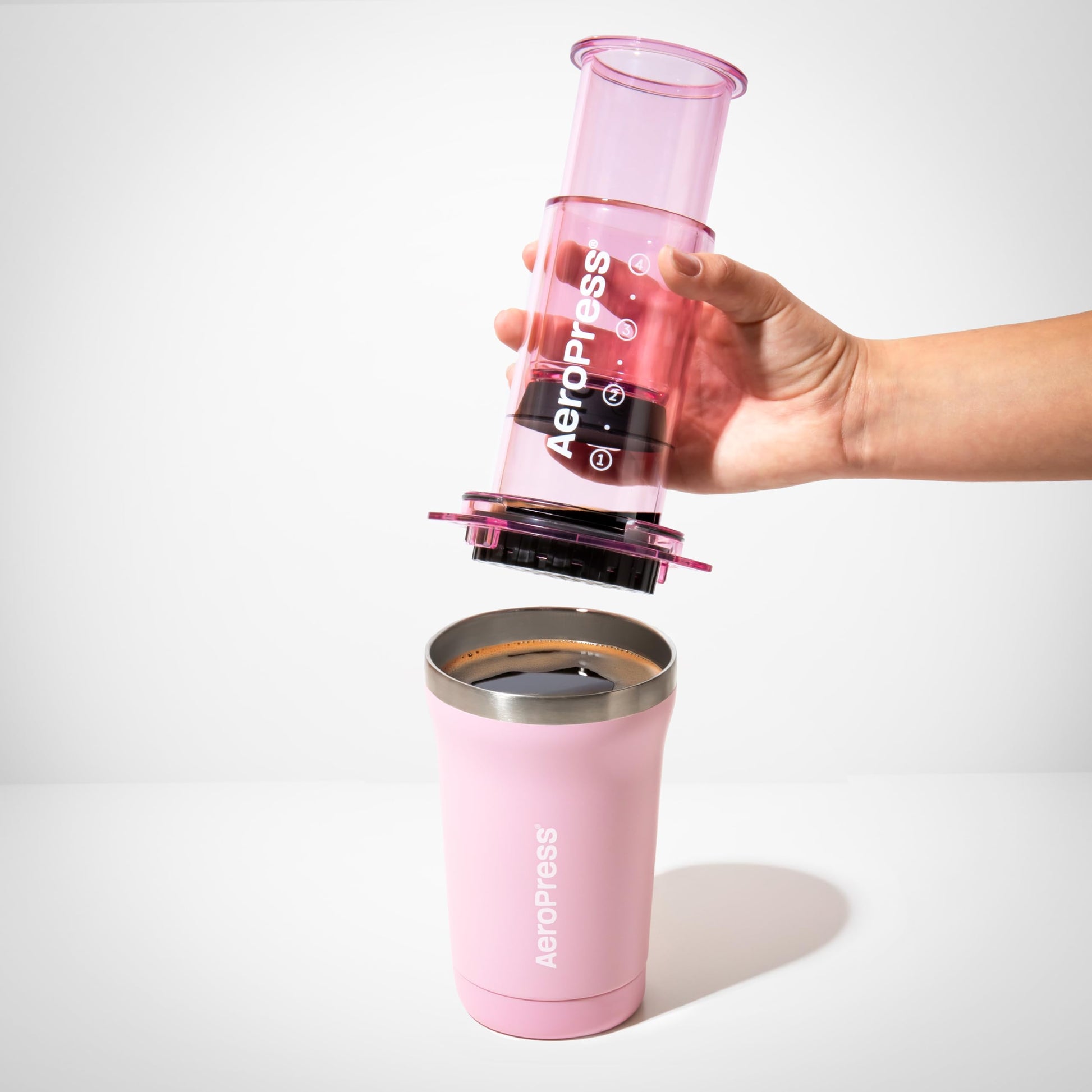 AeroPress Go Plus Portable Coffee Maker Kit, Pink