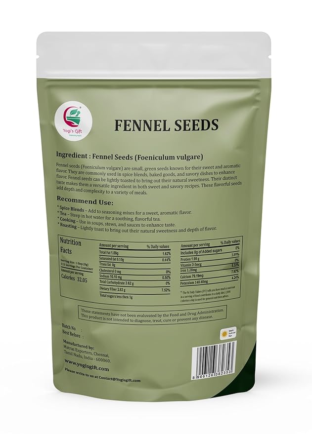 Fennel Seeds 2 LB, 100% Pure & Natural Whole Fennel, Premium Quality Spice for Cooking & Tea, Fresh & Aromatic, 2LB Bulk Pack - By Yogi?™s Gift®