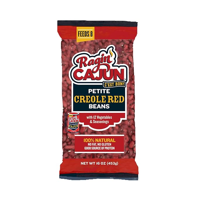 Ragin' Cajun Seasoned Petite Red Beans - 16 oz Bag, Gluten-Free, No MSG - Authentic Louisiana Creole Bean Mix