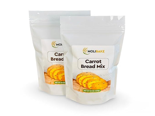 Molibake Carrot Bread Mix ??Pack of 2 - All-Natural Baking Mix for Bread Machine and Oven - 15 oz Mix with Dried Carrots, Oat Flakes, Sunflower Seeds - Easy-to-Use Breads Maker Mix for Homemade Baking