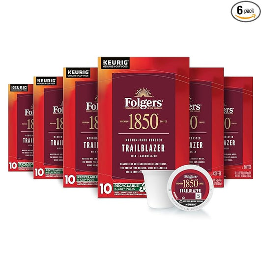 Folgers 1850 Trailblazer Medium-Dark Roast Coffee, 60 Keurig K-Cup Pods