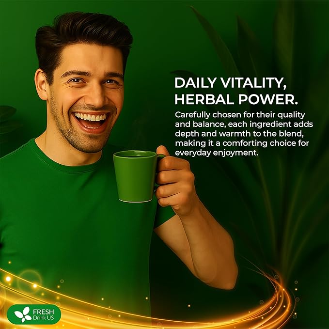 FreshDrinkUS, 12 Packs of Premium Herbal Kidney Support Tea ??Ginseng Six Treasure Blend, 9 Powerful Ingredients, 10g/Bag ??Men's Wellness Tea with Ginseng and Five Treasure Aid Root.