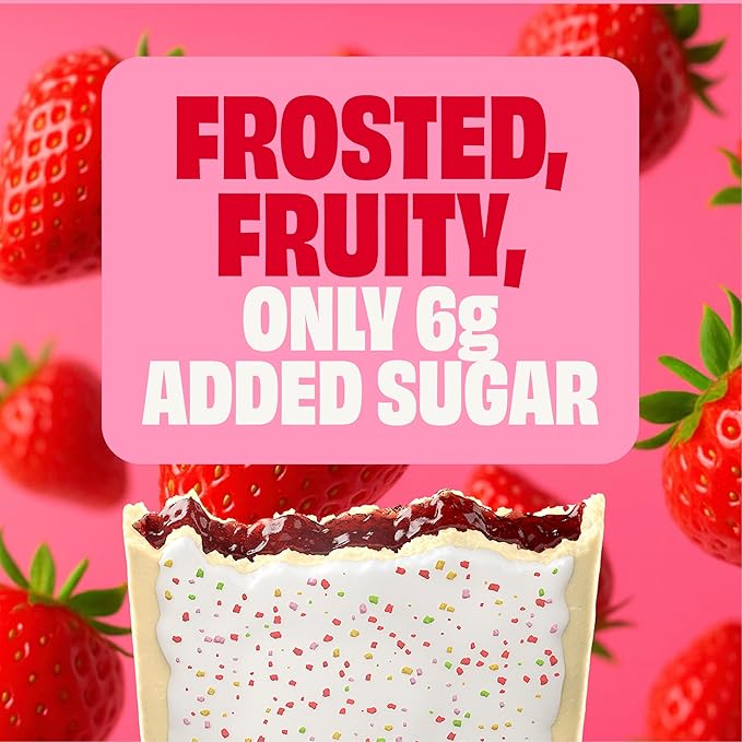 Smart Tart Toaster Pastries - No Artificial Colors or Flavors, 70% Less Sugar, Healthy Kids Snacks, Frosted Strawberry, 36 Count