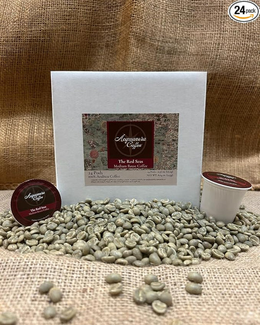 Acquanera Coffee - The Red Seas, Medium Roast Coffee - 100% Arabica - Single Serve Coffee Pods Compatible With K-cup Brewers - 24 count