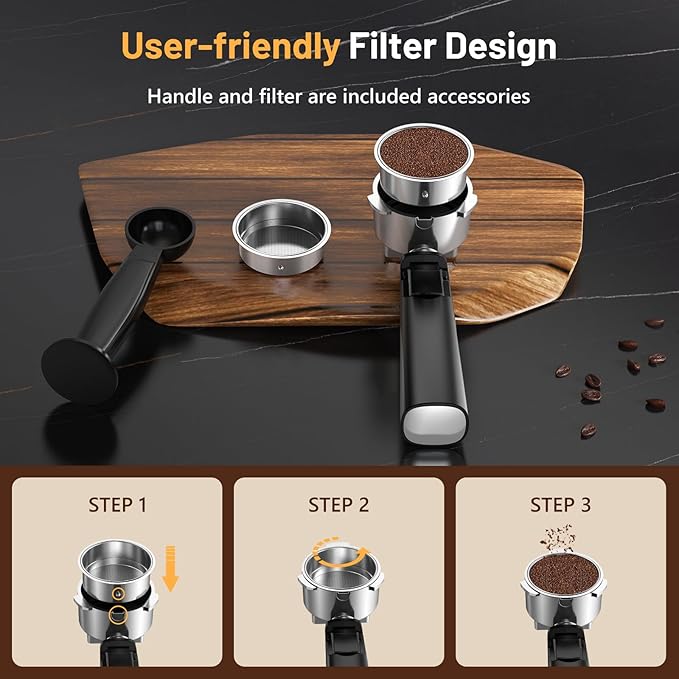 Espresso Machine, 20 Bar Espresso Maker Milk Frother & LCD Panel, Hot & Iced with Rapid Cold Brew, Stainless Steel Espresso Coffee Machine with 41oz Water Tank for Cappuccino, Latte