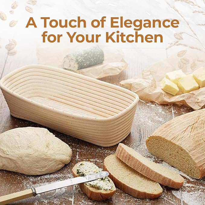 Banneton Bread Proofing Basket 10" Oval | Sourdough Proofing Basket with Linen Liner | Oval Banneton Bread Basket for Sourdough Baking Supplies | Non-Stick Bread Proofing Bowl for Perfect Loaves