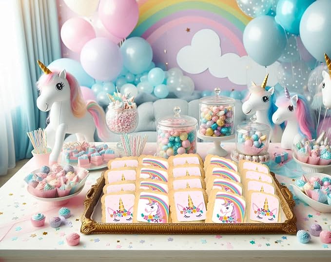 Unicorn Cookies Individually Wrapped Bulk For Kids Theme Birthday Party Favors 24 Pack Bulk for Kids Party Sugar Cookie Rainbow Pink