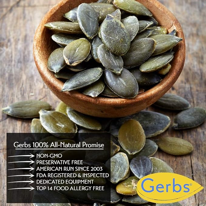 Gerbs Raw Pumpkin Seed Kernels 2 lbs. | North American Grown, No Additives, Resealable Bag | Mild & Crunchy Texture | Top 14 Allergen-Free