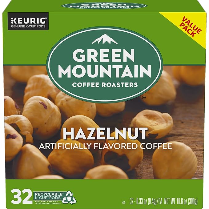 Green Mountain Coffee Roasters Hazelnut Keurig Single-Serve K-Cup Pods, Light Roast Coffee, 32 Count