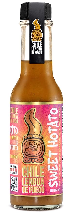 Chile Lengua de Fuego Sweet Hotato Hot Sauce – 1 Bottle – Sweet Potato, Scotch Bonnet, Passion Fruit & Blackberry – Unique Artisan Honduran Sauce – Small Batch, All-Natural, Bold Flavor
