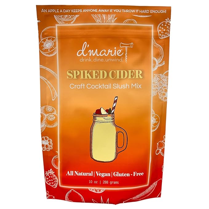 Frozen Cocktail Drink Mix - Makes 10 Spiked Cider Slushies - Drink Powder Pouches for Alcohol - All Natural Low Sugar Mixer, No Blender Needed