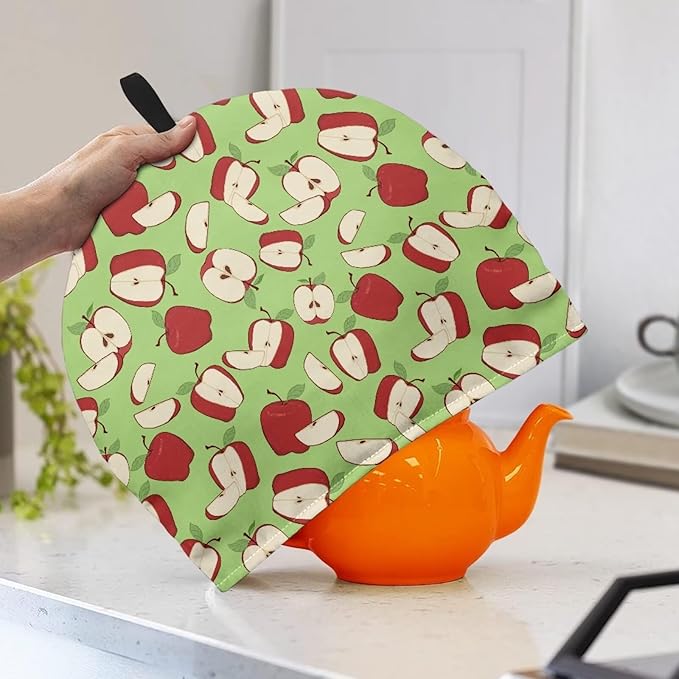 Large Tea Cozy for Teapot Red Apple Print Extra Thick Tea Pot Cover Home Kitchen Decoration Insulated Teapot Cozy Dust Kitchen Accessories for Home Daily
