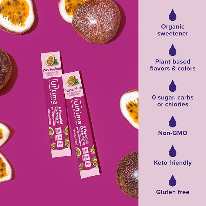 Ultima Replenisher Daily Electrolyte Powder Drink Mix ??Sugar Free ??Passionfruit, 20 Stickpacks ??Hydration Packets with 6 Electrolytes and Trace Minerals ??Keto Friendly, Non-GMO