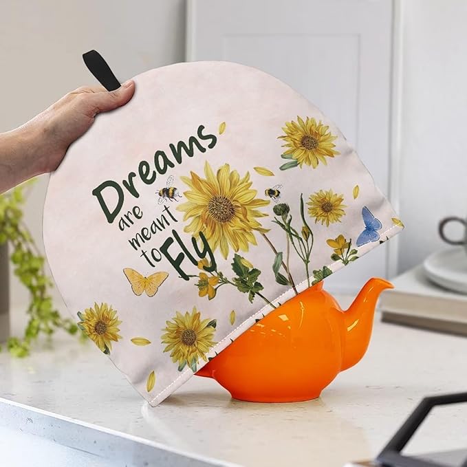 Generic Hudotybom Sunflower Print Tea Cozy for Teapot Insulated Large Teapot Cover to Keep Warm Tea Kettle Cover Machine Washable Coffee Pot Cloth Covers Kitchen Home Decorations for Housewife Mom