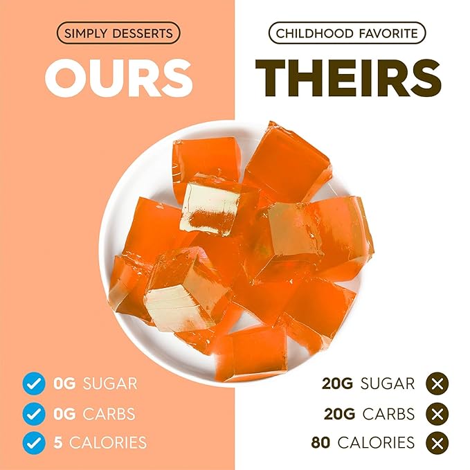 Simply Desserts Sugar-Free Orange Jel, 6-Pack ??Vegan Dessert, Keto Snacks, Diabetic Friendly & Kosher, 1.7 Oz Ea