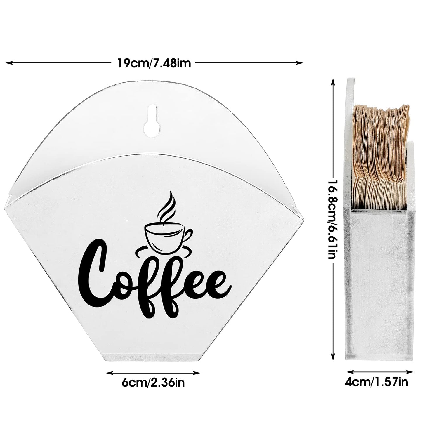 Yalikop Cone Coffee Filter Holder Farmhouse Filter Storage Container Wall-mount Vintage Paper