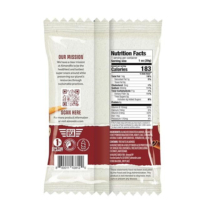 AlmondRx | Heart Healthy Skinless Lightly Salted California Almond Snack Packs | Fortified with Vitamin D | Plant Protein | Keto | Vegan | No Sugar Added (48 Pack, Variety Pack)