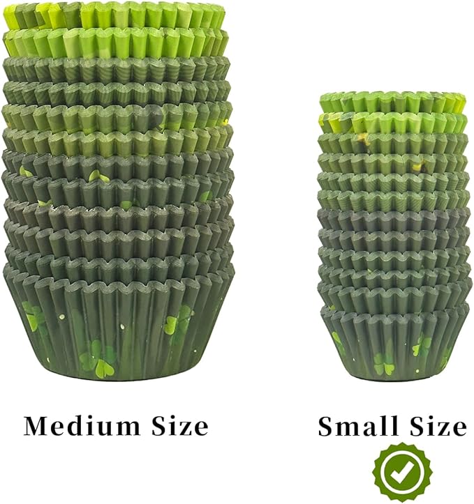qiqee Saint Patrick 300PCS Mini Cupcake Liners Cupcake Cups 6 Designs Gradient Cupcake Papers Baking Cups Cupcake Wrappers (Small Size)