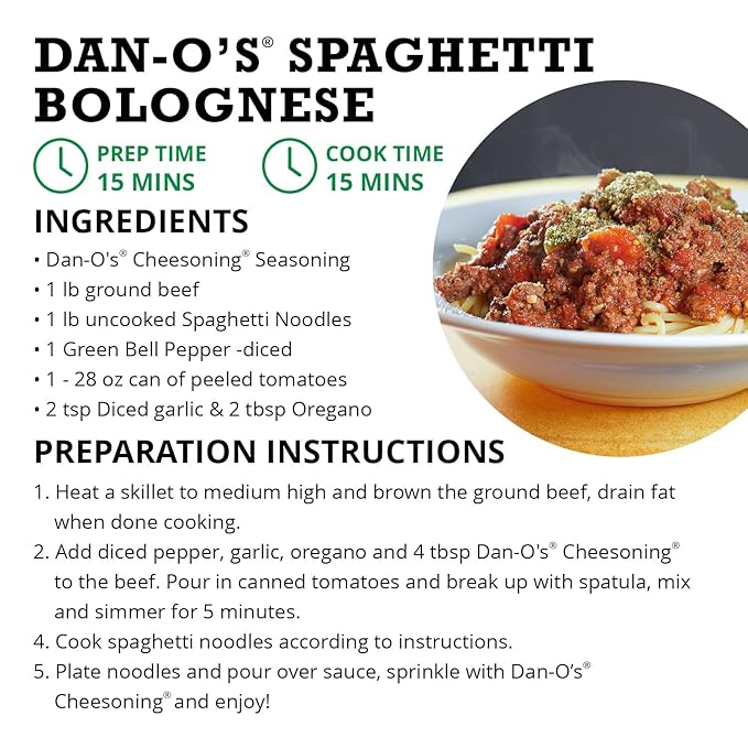 Dan-O's Cheesoning Seasoning, 7.6 oz Bottle, All Purpose Seasoning for Pizza, Popcorn, Chicken, Bread and More, Sugar Free, Zero Calorie, Parmesan Cheese Replacement for your Favorite Foods