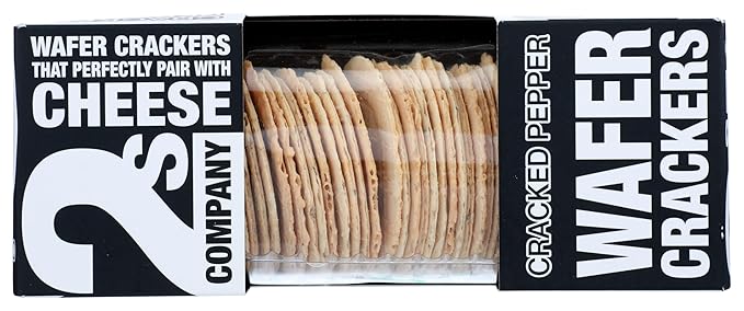 2's Company Cracked Pepper Wafer Cracker for Cheese, 3.5 Oz