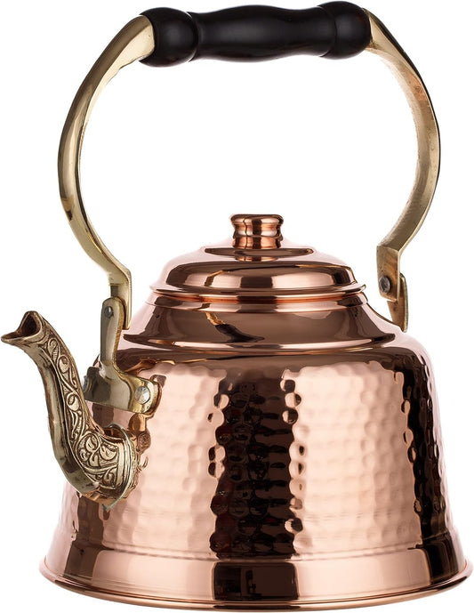 DEMMEX Tea Lover's Copper Teapot, Heavy Gauge 1mm Thick Hammered Solid Copper, Copper Tea Pot