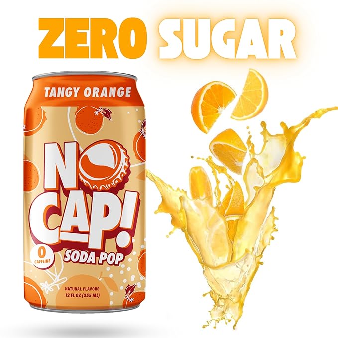 No Cap! Healthy Soda Alternative, Zero Sugar, No Calories, Caffeine Free, Vegan, Gluten Free, For Kids, Teenagers & Adults,12 Oz Cans, 12 Pack, Bussin Berry, Tangy Orange, Strawberry Dream (OG Pack)