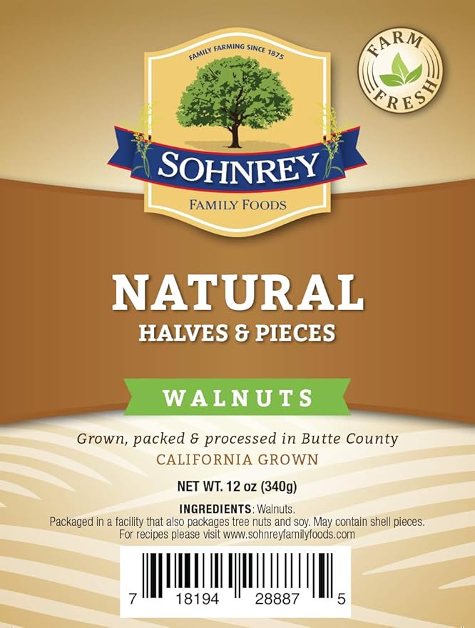 Raw Natural California Walnuts Halves and Pieces 12 oz (Pack of 2)