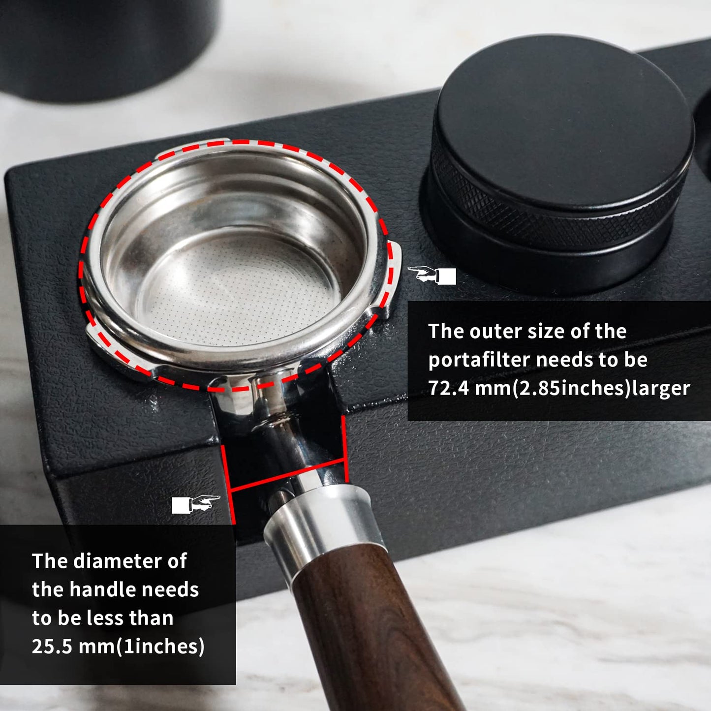 Ezebesta 54mm-58mm Tamper Station Anti-Slip Espresso Black Tamping Stand Solid Holder for