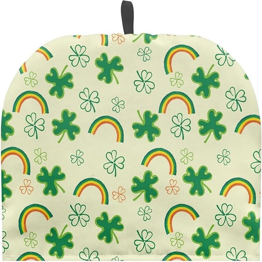 Hudotybom Four-Leaf Clover Rainbow Tea Cozy for Teapot - Insulated Large Teapot Cover to Keep Warm Tea Kettle Machine Washable Coffee Pot Cloth Covers - St. Patrick's Day Decorations