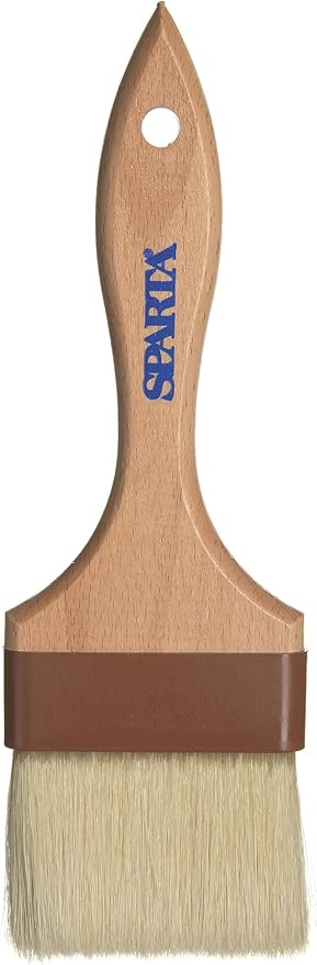 SPARTA 4037500 Boarhair Basting Brush, Flat Brush with Sturdy Wood Handle, 9.25"L x 3"W, Wood Handle