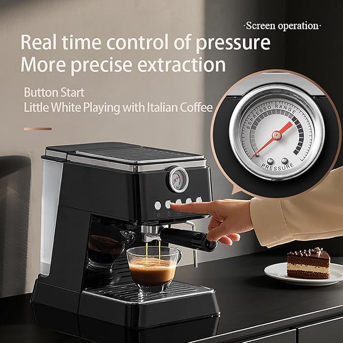 Espresso Machine 20 Bar, Upgraded 1300W Espresso Maker with Milk Frother Steam Wand, Semi-Automatic Espresso Coffee Machines for Home, for Cappuccino, Latte, 50oz Removable Water Tank (black)
