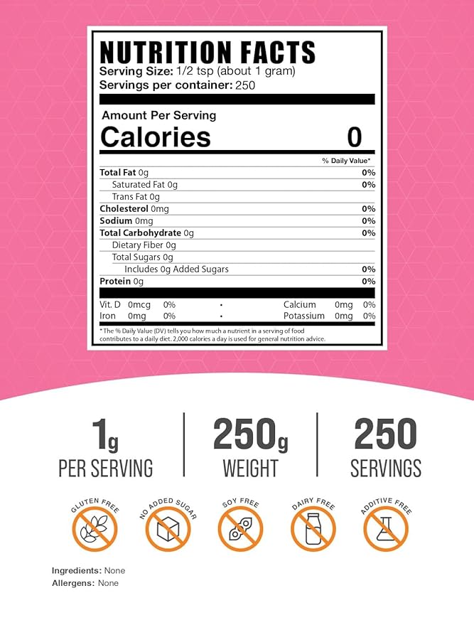 BulkSupplements.com Fructose Powder - Fructose Sugar, Zero Calorie Sweetener - Food Grade & Gluten Free, 1g per Serving, 250g (8.8 oz) (Pack of 1)