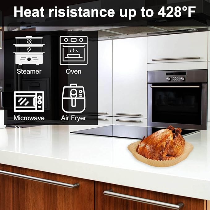 Air Fryer Liners 200pc, Disposable Air Fryer Paper Liners High Temperature Resistant, Square Air Fryer Parchment Paper Liners 5-8QT, Airfryer Liners Non-Stick and Oil Proof Baking Paper for Microwave