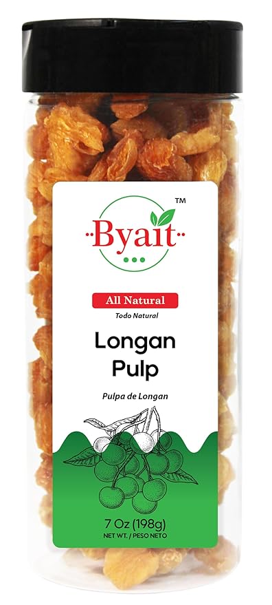 Byait Dried Longan Pulp 7 Oz, Natural Dragon Eye Fruit, No Added Sugars, Ideal for Teas, Snacks, Desserts, Cooking, and Baking
