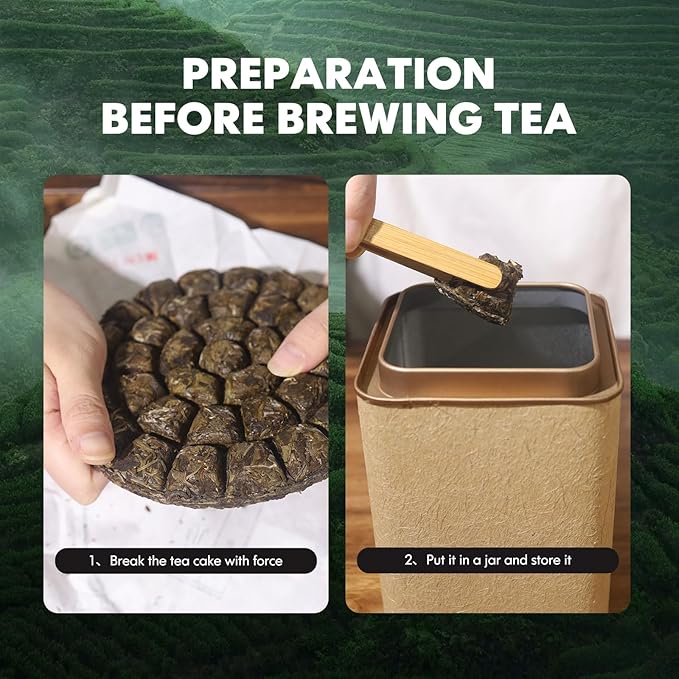 KHS Organic White Tea Cake, USDA Certified Aged Organic Tea, No Dust Production Workshop, Chinese Yunnan Ancient Tree White Tea Chocolate Cake, Easy To Carry, 6.3 Oz