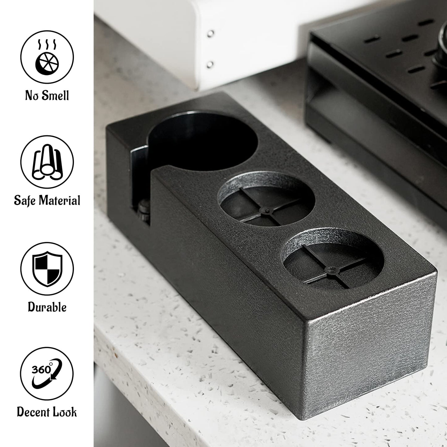 Ezebesta 54mm-58mm Tamper Station Anti-Slip Espresso Black Tamping Stand Solid Holder for