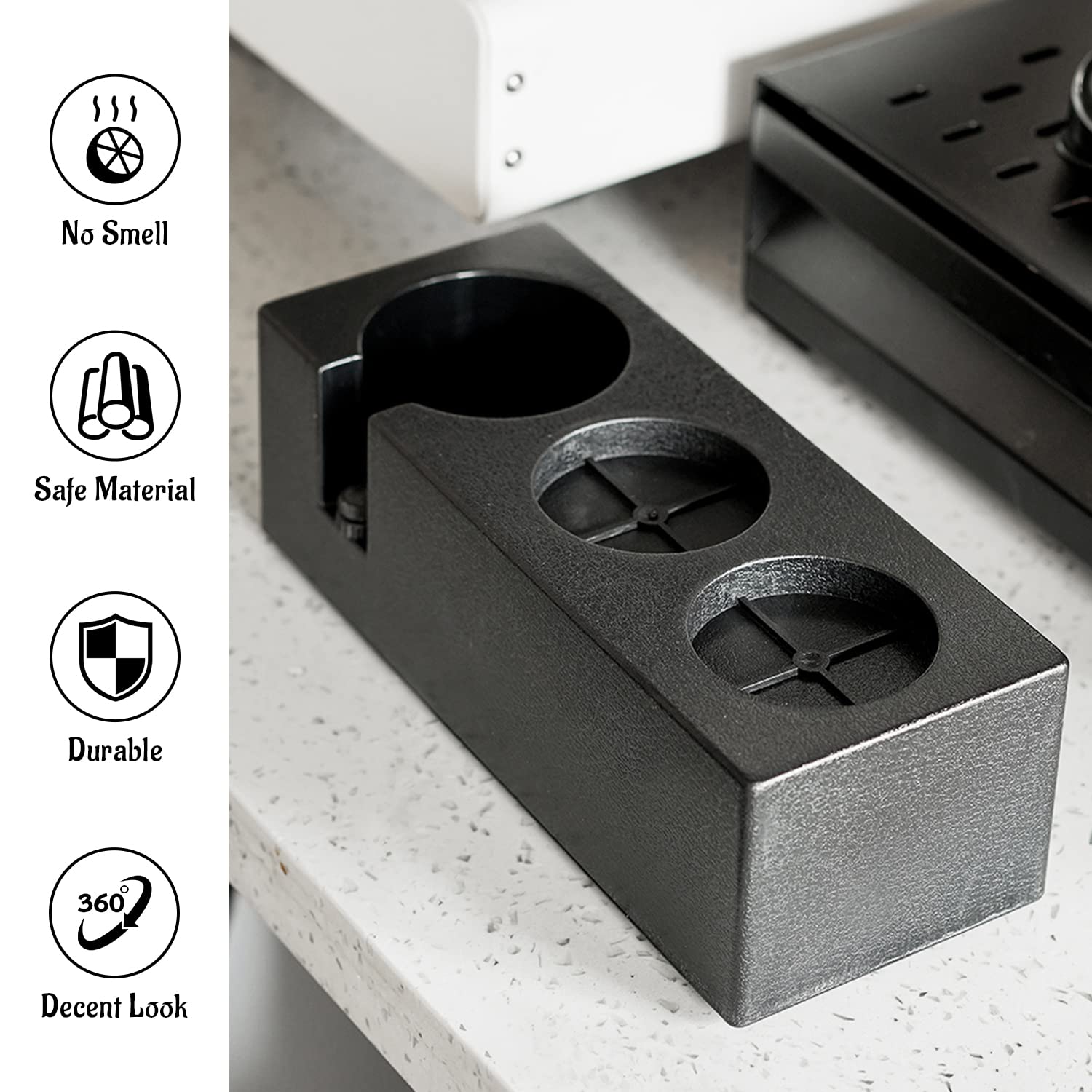 Ezebesta 54mm-58mm Tamper Station Anti-Slip Espresso Black Tamping Stand Solid Holder for