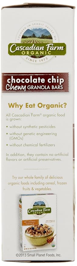 Cascadian Farm Organic Chocolate Chip Chewy Granola Bars, 6 Bars, 7.4 oz