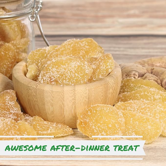 Crystallized Ginger Slices by It's Delish, 2 Lbs Bulk | Candied Dried Ginger Fruit Chews Natural Candy, Ginger Root with Sugar Crystals, Unsulphured, No Color Added - Healthy Snack, Vegan, Kosher