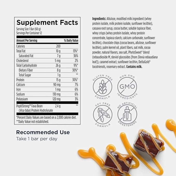 Designs for Health Performance Peptides Bar - Whey Protein Bars Promoting Aging Wellness, Muscle Recovery, Fitness Endurance, and Joint Support - 15g Protein with 8g Fiber, Gluten Free (12 Bars)