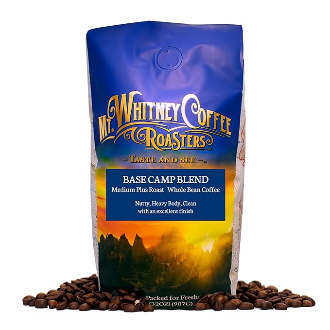 Mt. Whitney Base Camp Blend Whole Bean Medium Dark Roast Low Acid Coffee - 12 oz (Pack of 1)