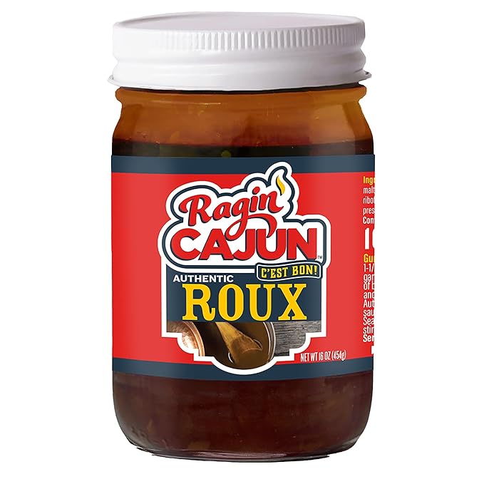 Ragin' Cajun Authentic Roux - 16 oz Jar, No MSG - Louisiana Cajun Base for Gumbo, Stews & Gravies, Easy to Use
