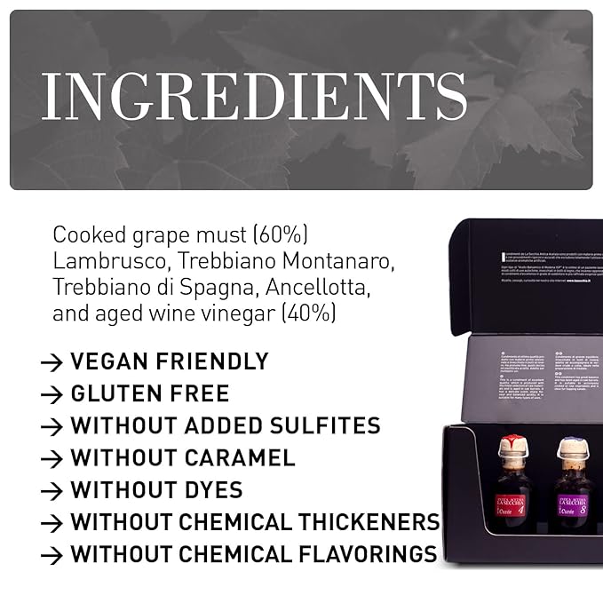 La Secchia Balsamic Vinegar of Modena PGI Tasting Box of 5 Varieties of Balsamic Vinegar of Modena PGI with Different Ages, 5 Bottles of 50 ml, Handmade in Italy