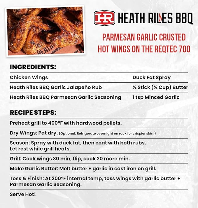 Heath Riles BBQ Rub - Parmesan Garlic Seasoning, Champion Pitmaster Recipe, Legendary Rubs For Smoking & Grilling, 70+ BBQ Championships, 8 oz.